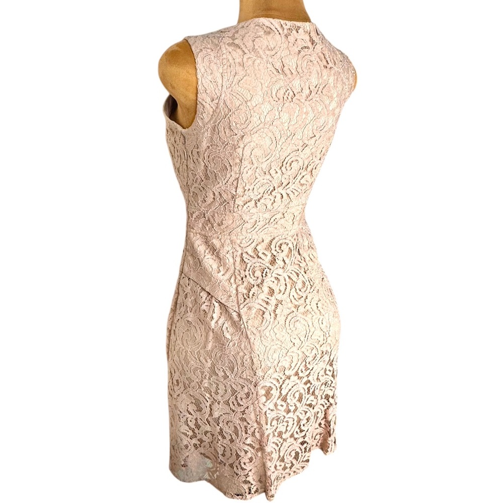 Adrianna Papell Lace Cocktail Dress Blush Beige Romantic Coquette Sleeveless 6 - Picture 12 of 16
